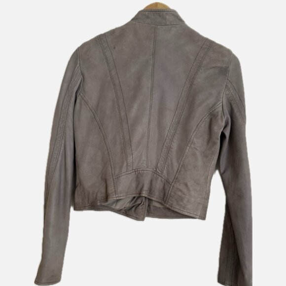 Gray Lambskin Leather Jacket - Size:XS - Picture 2 of 2
